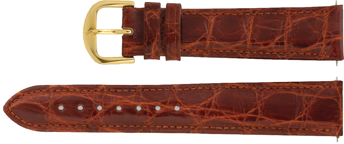 Leather Crocodile Grain Padded Watch Band