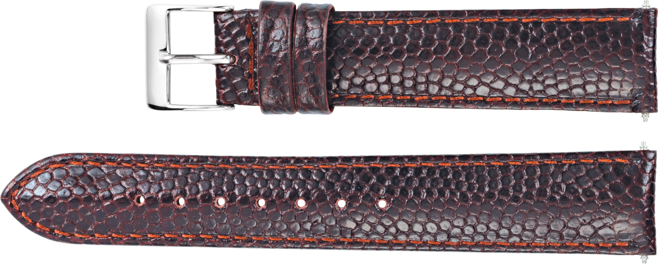 Leather Lizard Grain Padded Watch Band