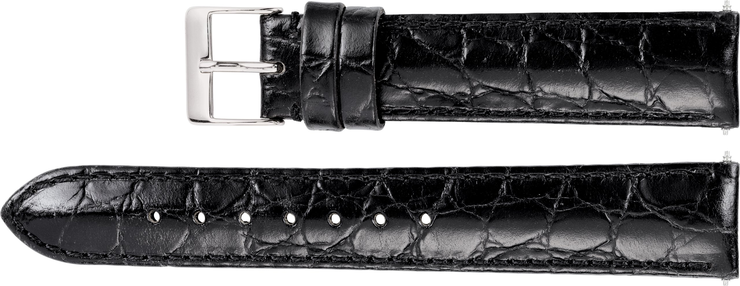 Leather Crocodile Grain Padded Watch Band
