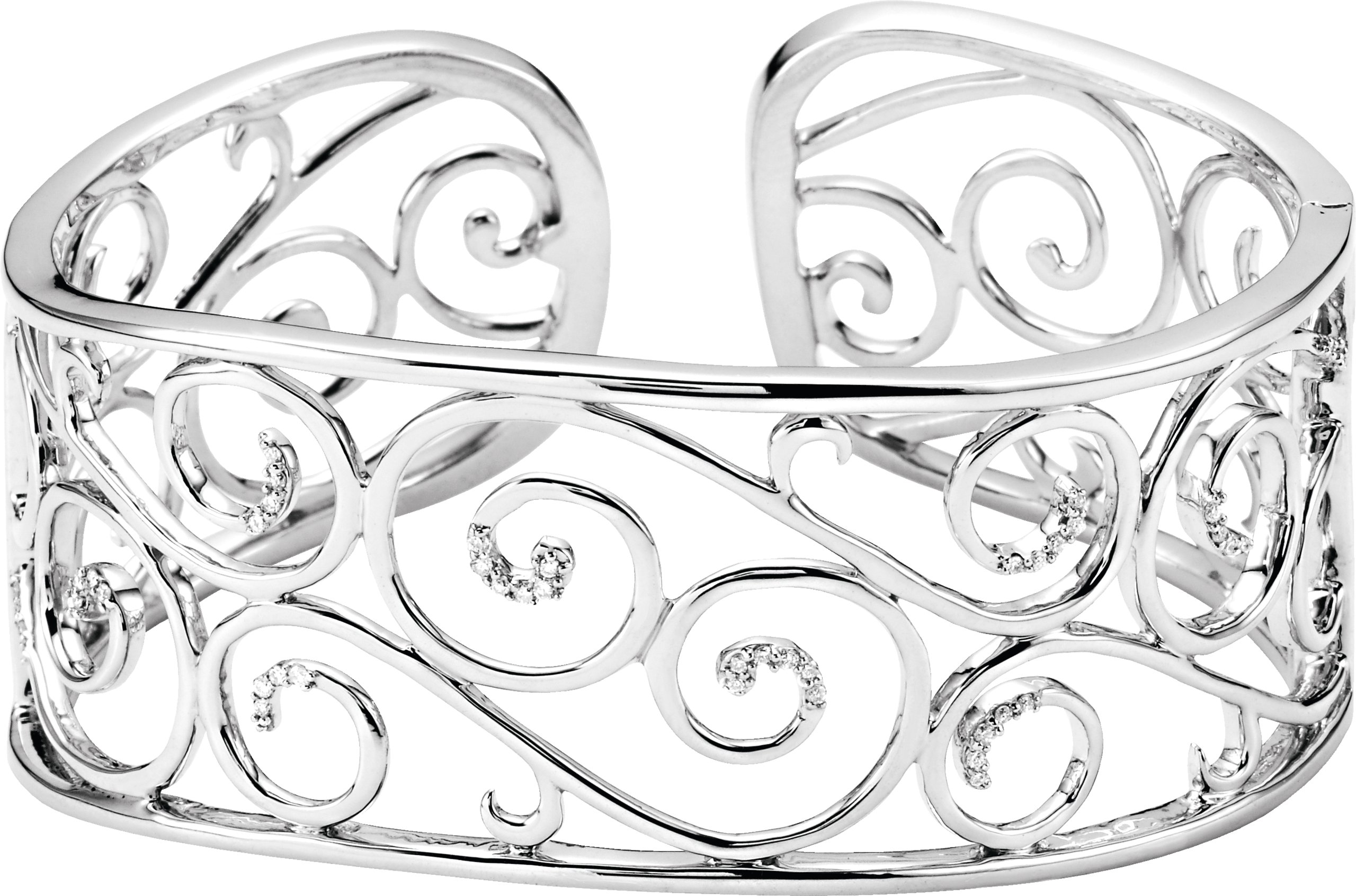 Sterling Silver 1/4 Natural Diamond Cuff 7" Bracelet