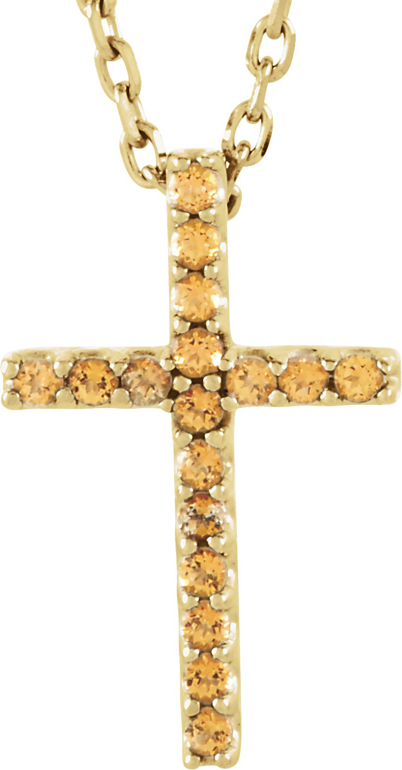 14K Yellow Natural Yellow Sapphire Petite Cross 16