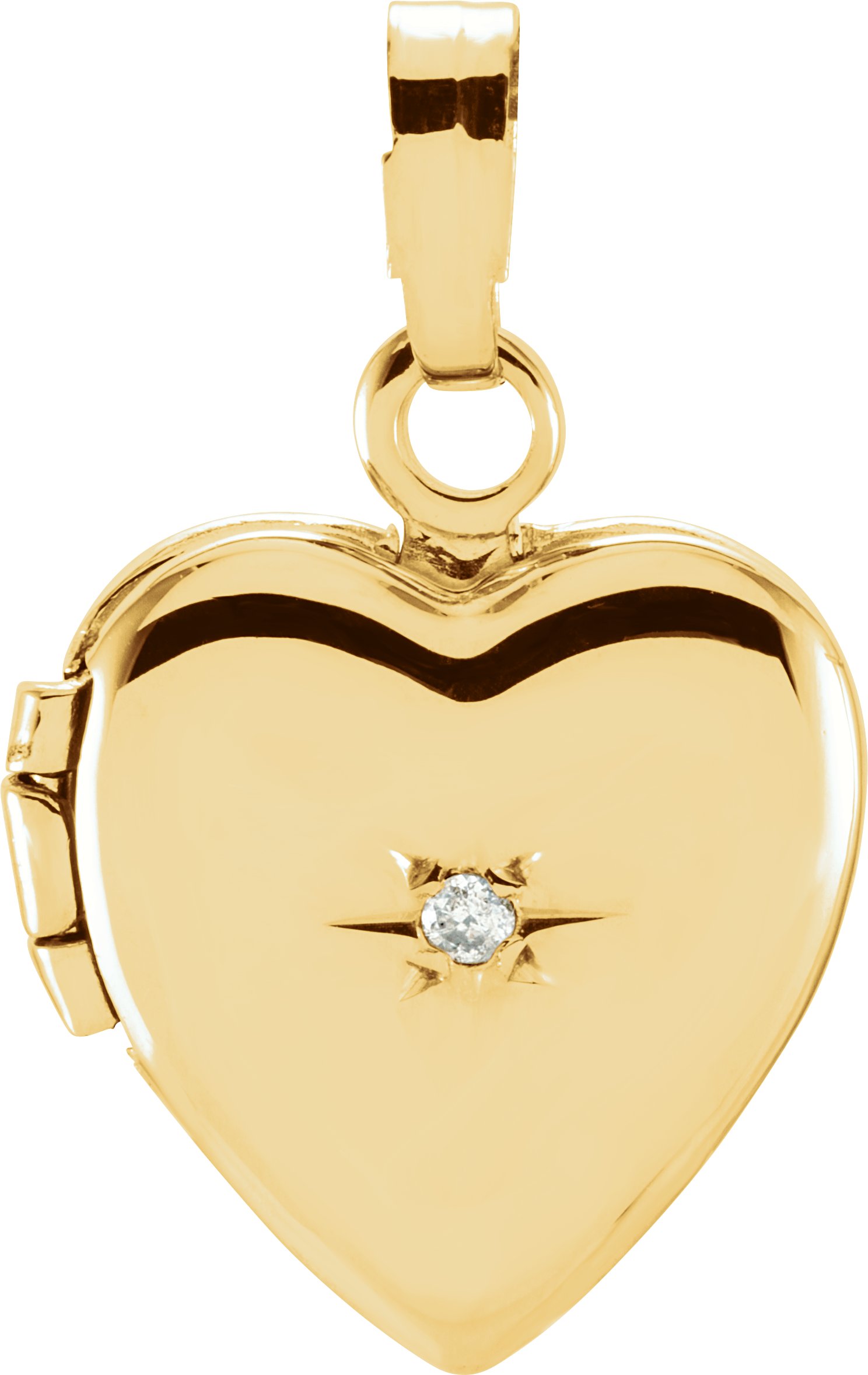 14KY .005 Carat 11.25 x 10mm Diamond Heart Locket Ref 726089