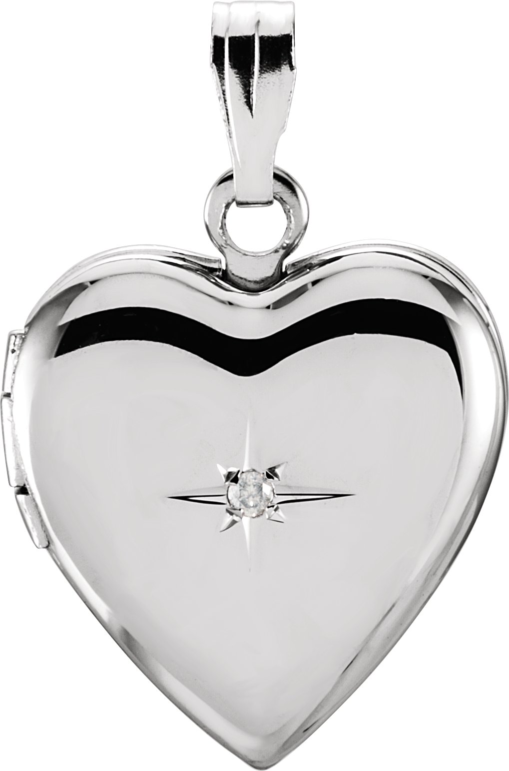 Sterling Silver .01 CTW Diamond Heart Locket