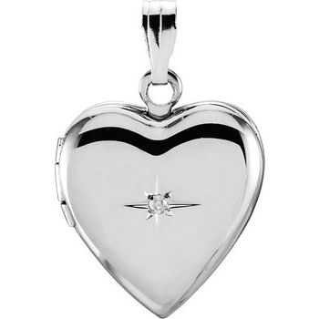 Sterling Silver .01 CTW Diamond Heart Locket Ref. 217692