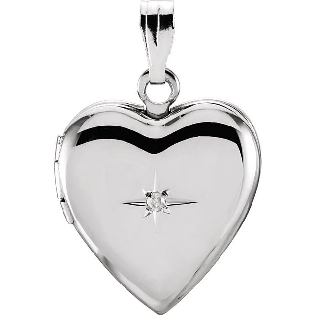 Sterling Silver .01 CTW Diamond Heart Locket