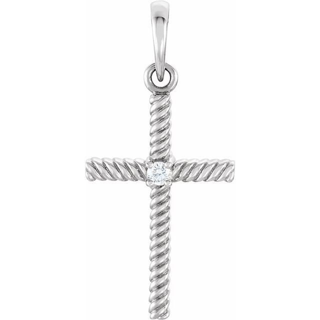 Platinum .02 CT Natural Diamond Cross Pendant