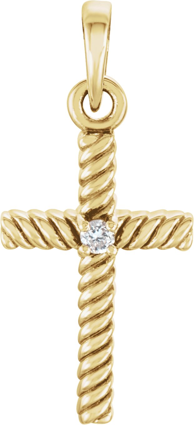 14K Yellow .015 CT Natural Diamond Cross Pendant