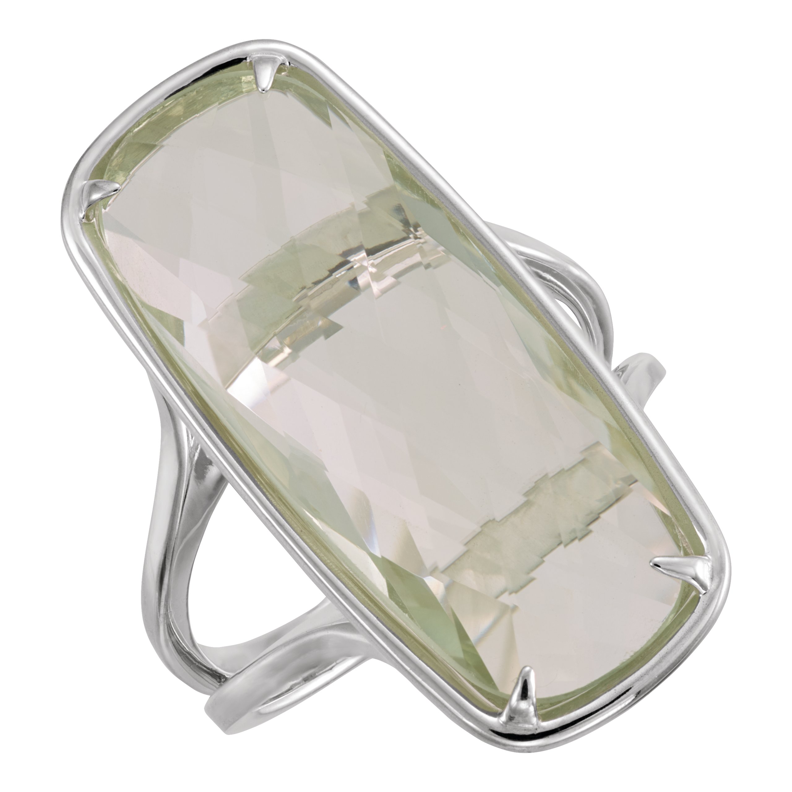 Sterling Silver 25x10 mm Green Quartz Ring Ref 3208499