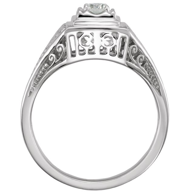 14K White 1/6 CTW Diamond Filigree Ring