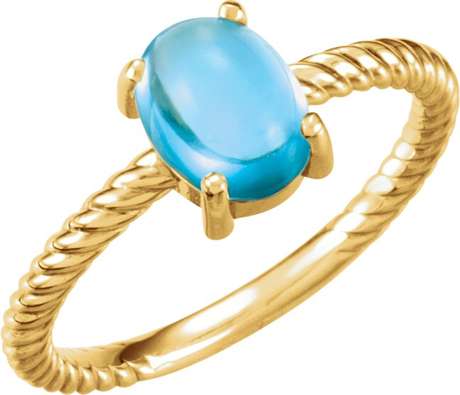 14K Yellow Natural Swiss Blue Topaz Ring