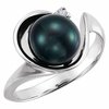 Black Cultured Pearl and Diamond Ring 8mm Ref 919464