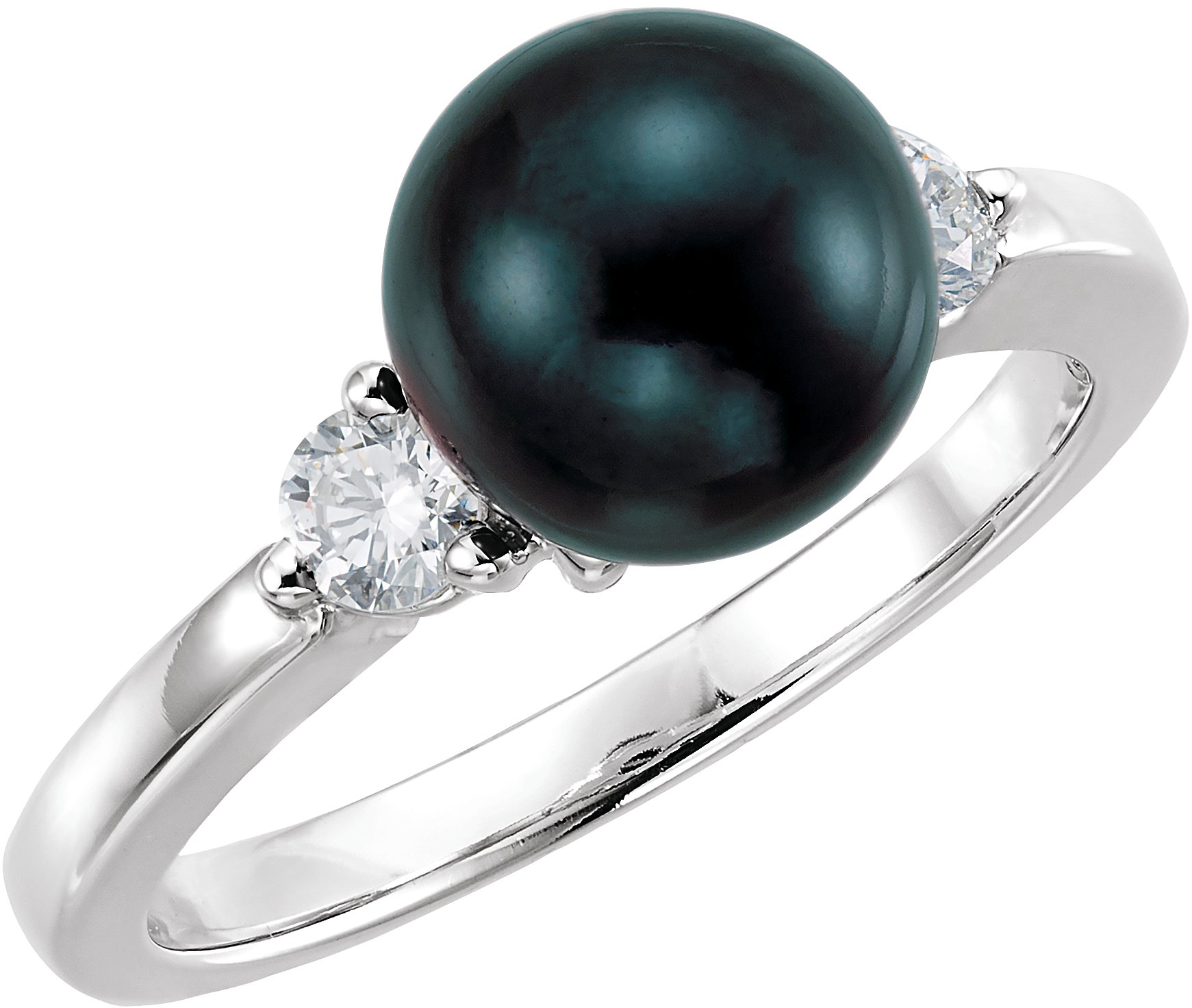 Black Cultured Pearl 8mm and Diamond Ring .25 CTW Ref 752864