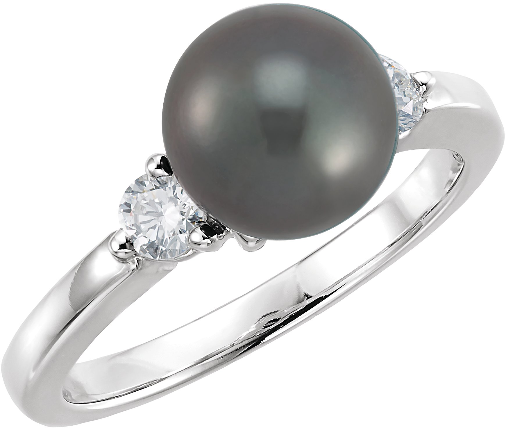 Black Cultured Pearl 8mm and Diamond Ring .25 CTW Ref 752864