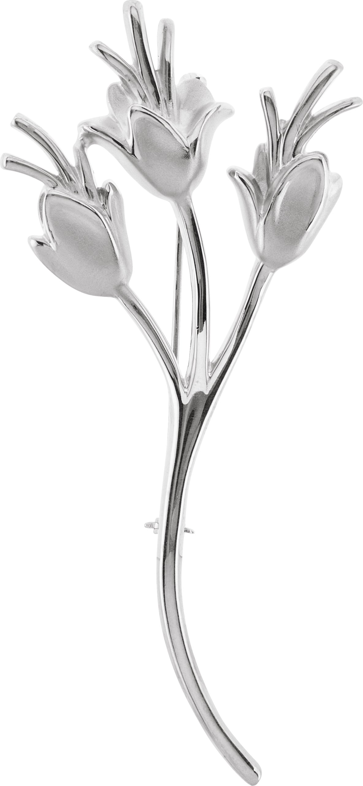 14K White Gold Floral Brooch
