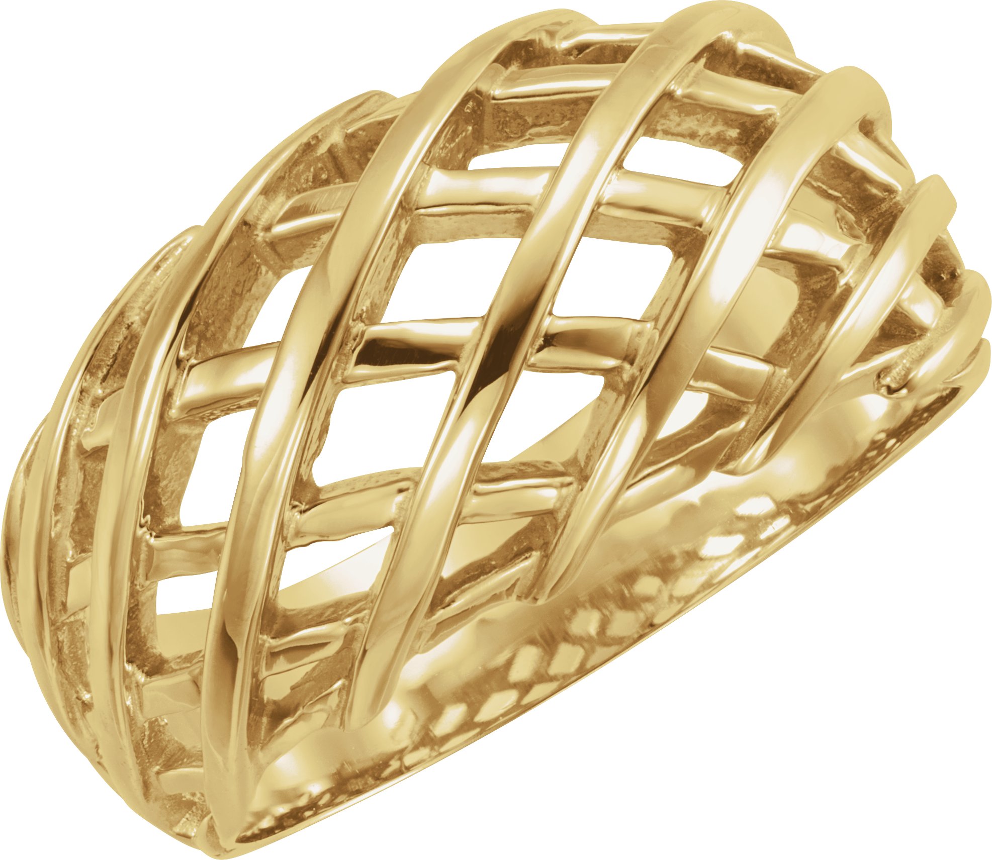 14K Yellow 11 mm Latticework Dome Ring