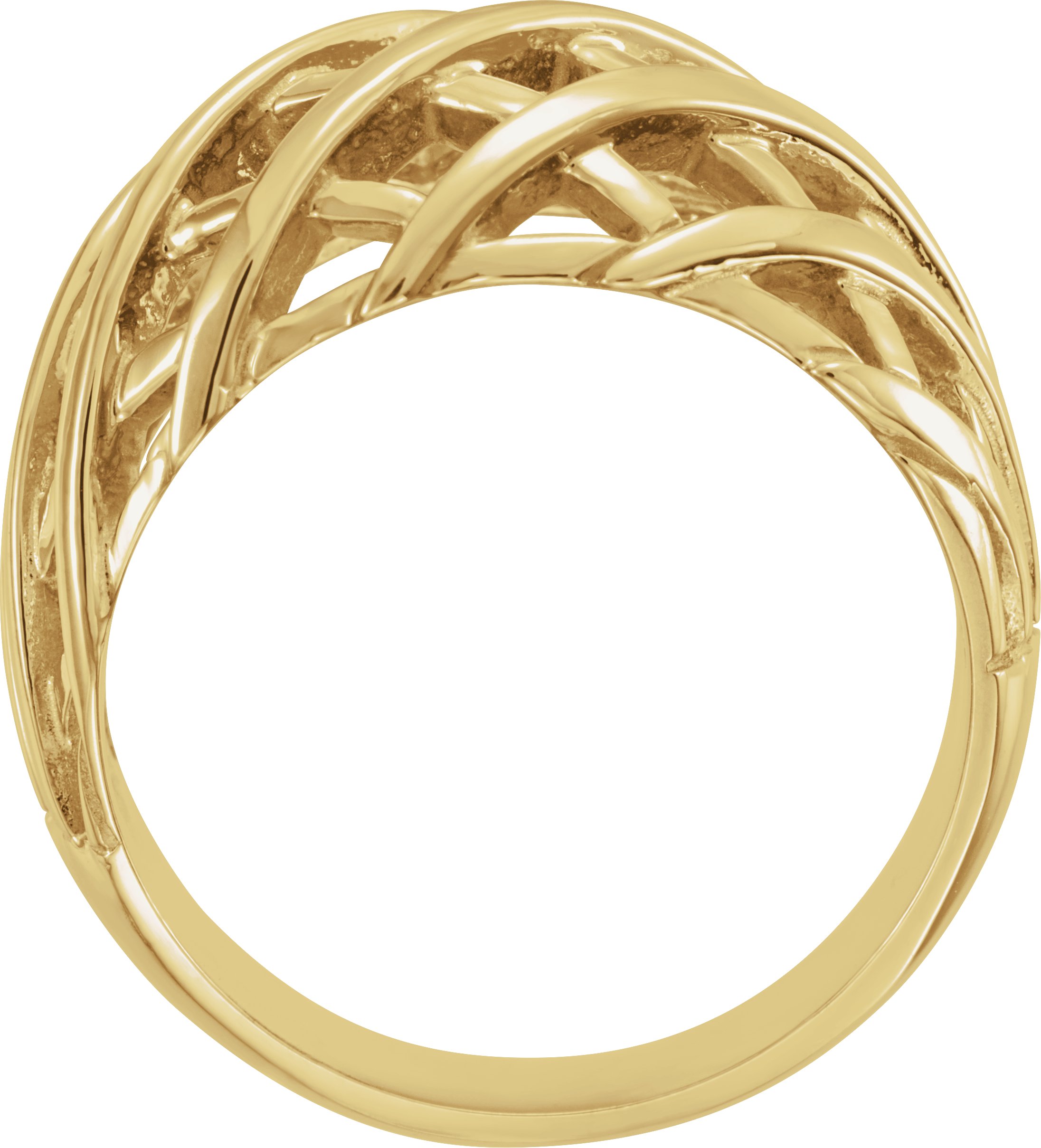 14K Yellow 11 mm Latticework Dome Ring