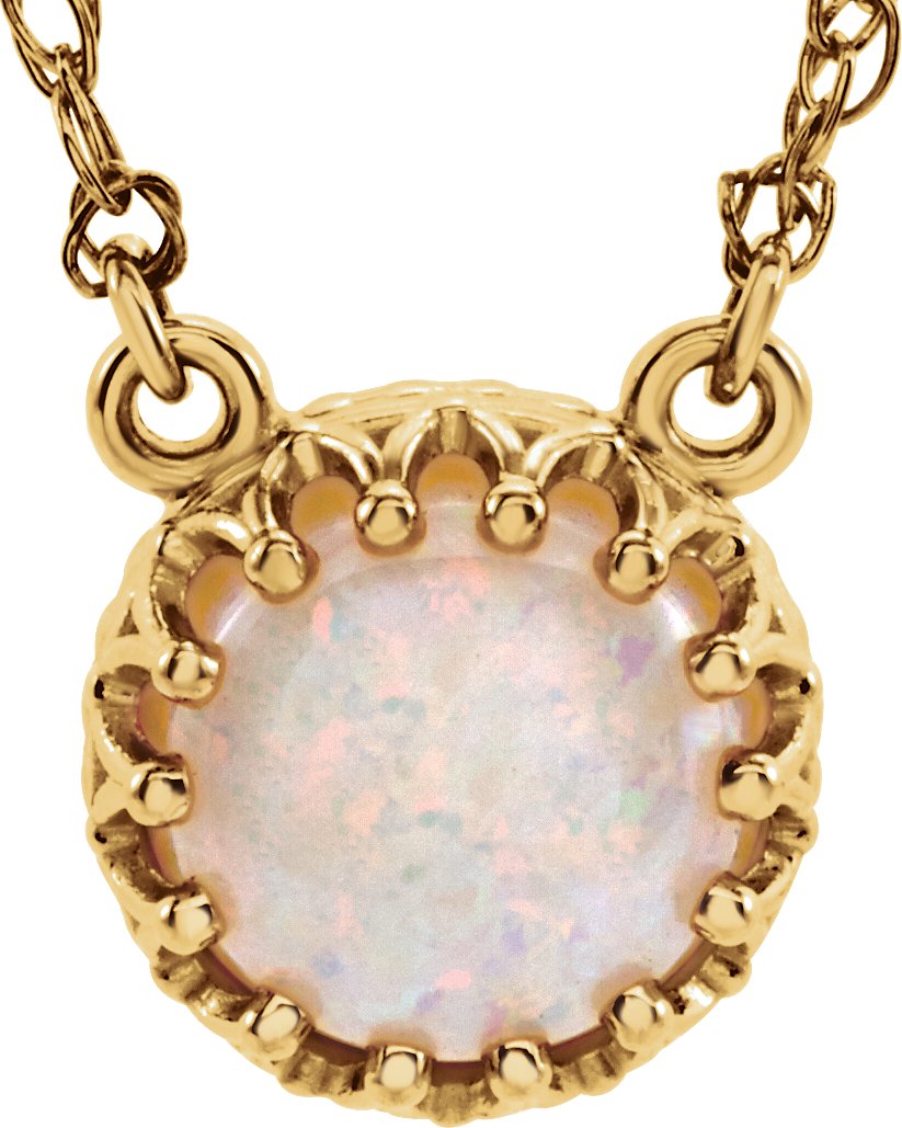 14K Yellow 8 mm Opal Crown 18 inch Necklace Ref. 9954006