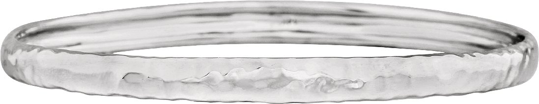 14K White 5.1 mm Hammered Bangle 7 1/2" Bracelet