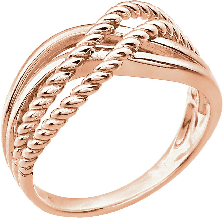 14K Rose Rope Criss-Cross Ring