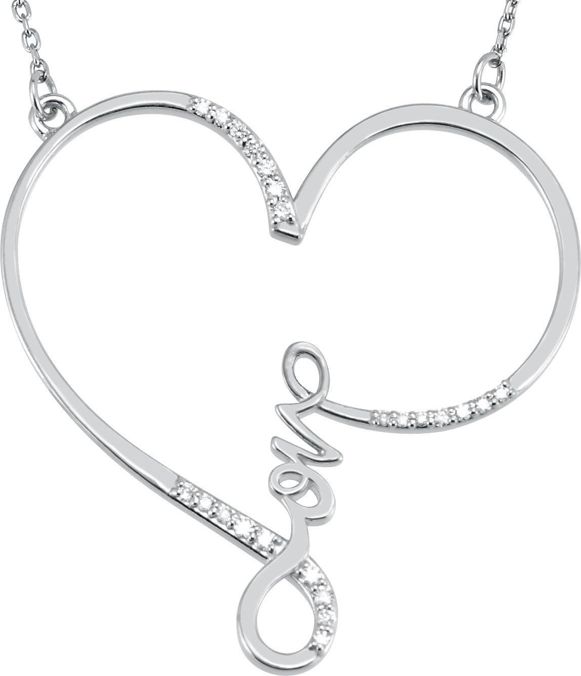 Sterling Silver 1/8 CTW Diamond Infinity-Inspired Love Heart 18" Necklace