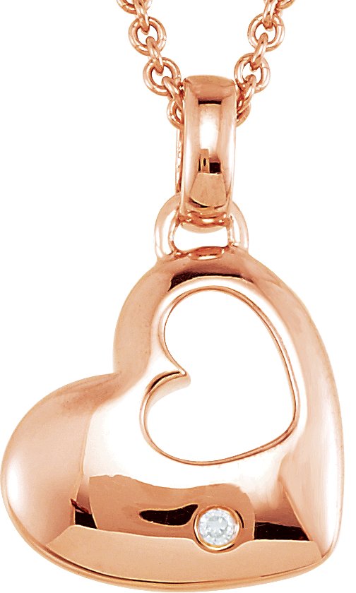 14K Rose Gold-Plated Sterling Silver.01 CT Natural Diamond 18