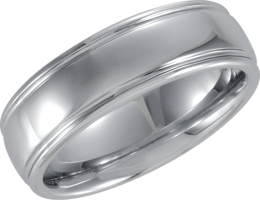 White Tungsten 7.3 mm Ridged Band Size 8