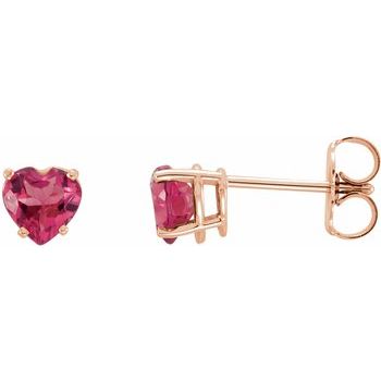 14K Rose Pink Tourmaline Heart Earrings Ref. 10446958