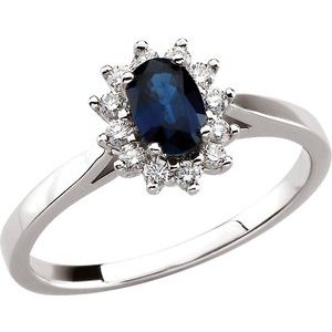 Blue Sapphire & Diamond Halo-Style Ring | Stuller