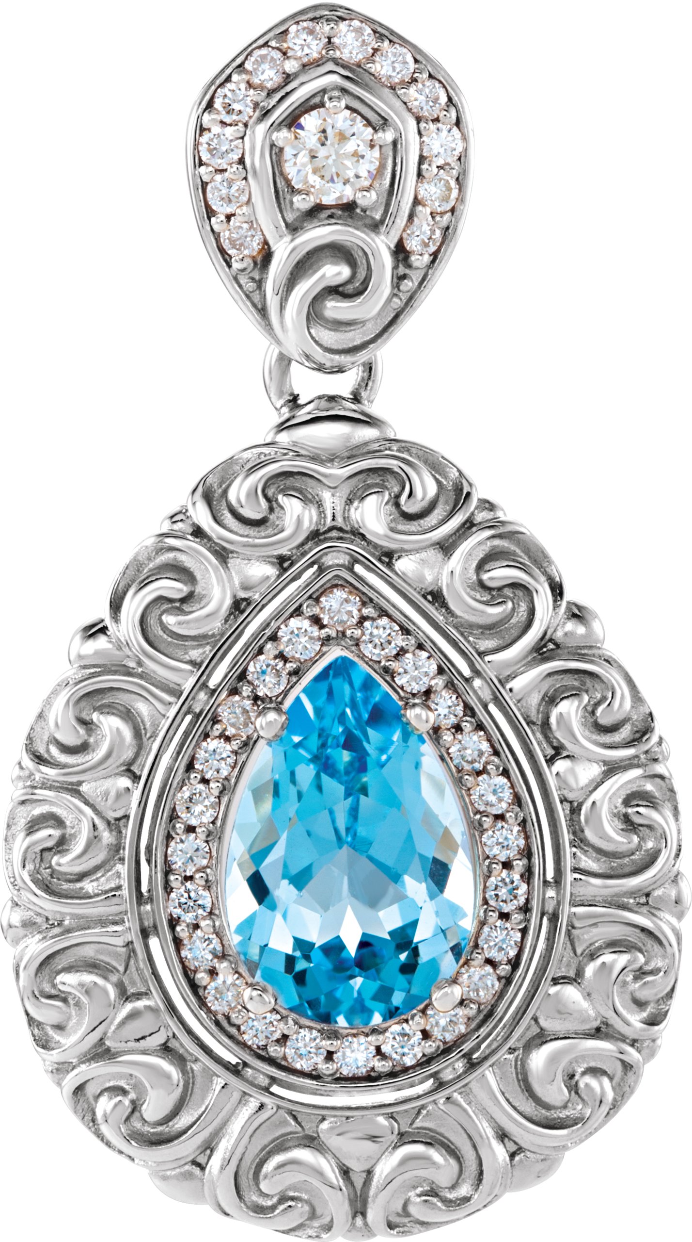 Platinum Swiss Blue Topaz and .50 CTW Diamond Pendant Ref 11034357