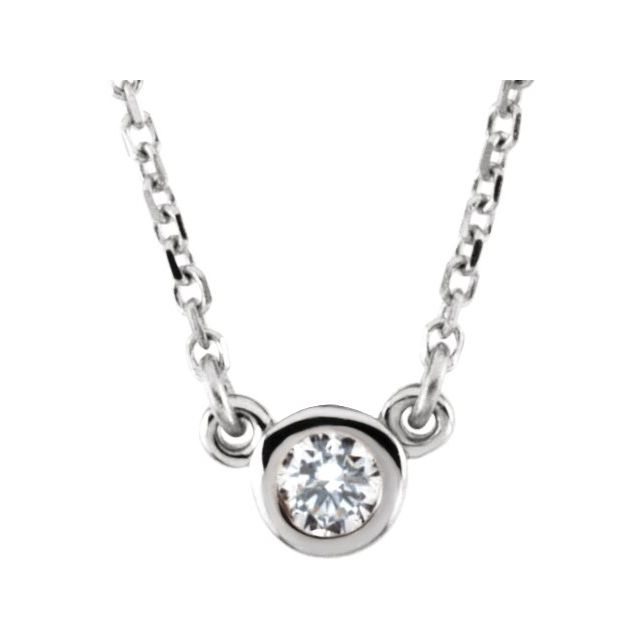 14K White 1/6 CT Natural Diamond Solitaire 18" Necklace