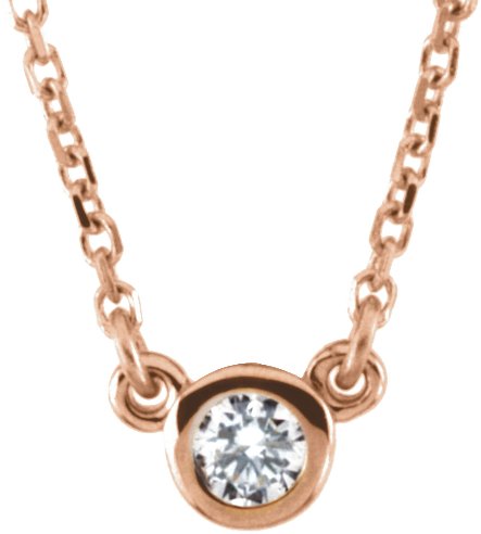 14K Rose .10 CT Diamond Solitaire 18 inch Necklace Ref. 9878046
