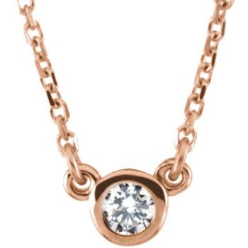14K Rose .25 CT Diamond Solitaire 18 inch Necklace Ref. 10283113