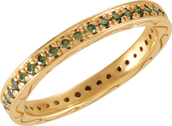 14K Yellow .375 CTW Green Diamond Eternity Band Size 7 Ref 3669785