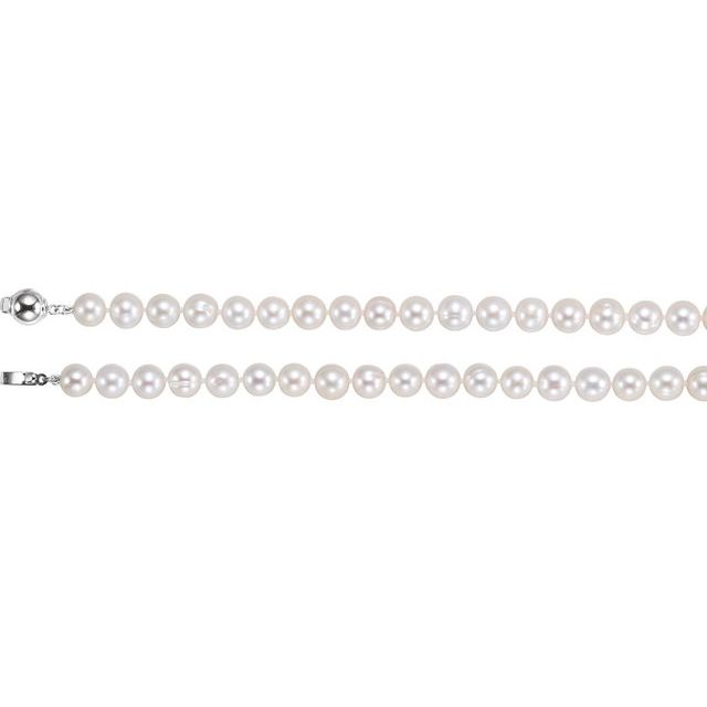 Sterling Silver 8-9 mm Cultured White Freshwater Pearl 42 Strand
