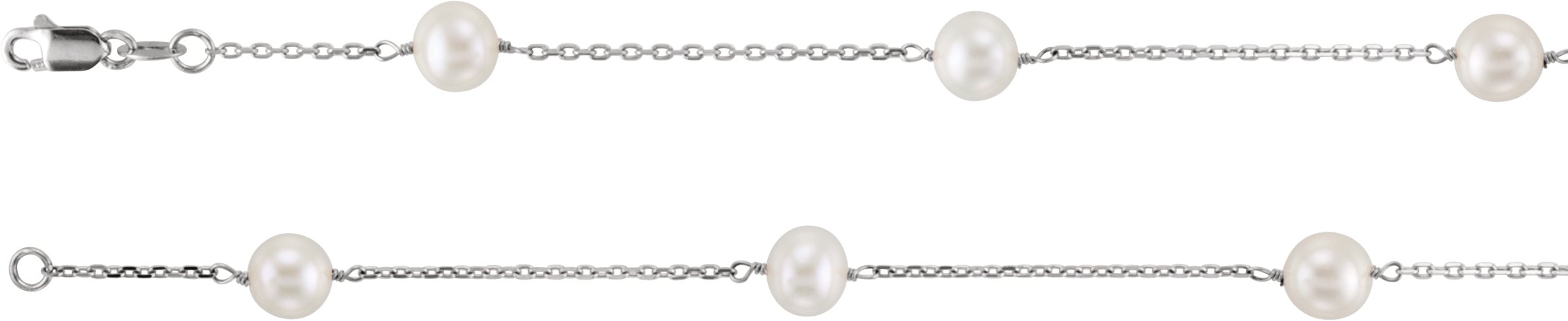 14K White Pearl Station 18 inch Necklace Ref. 1522955