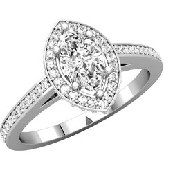 Halo-Styled Marquise-Shaped Engagement Ring or Matching Band