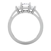 18K White 3.5x3.5 mm Round 1/2 CTW Diamond 3-Stone Engagement Ring