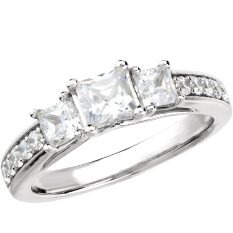 14K White 7/8 CTW Natural Diamond Engagement Ring -5