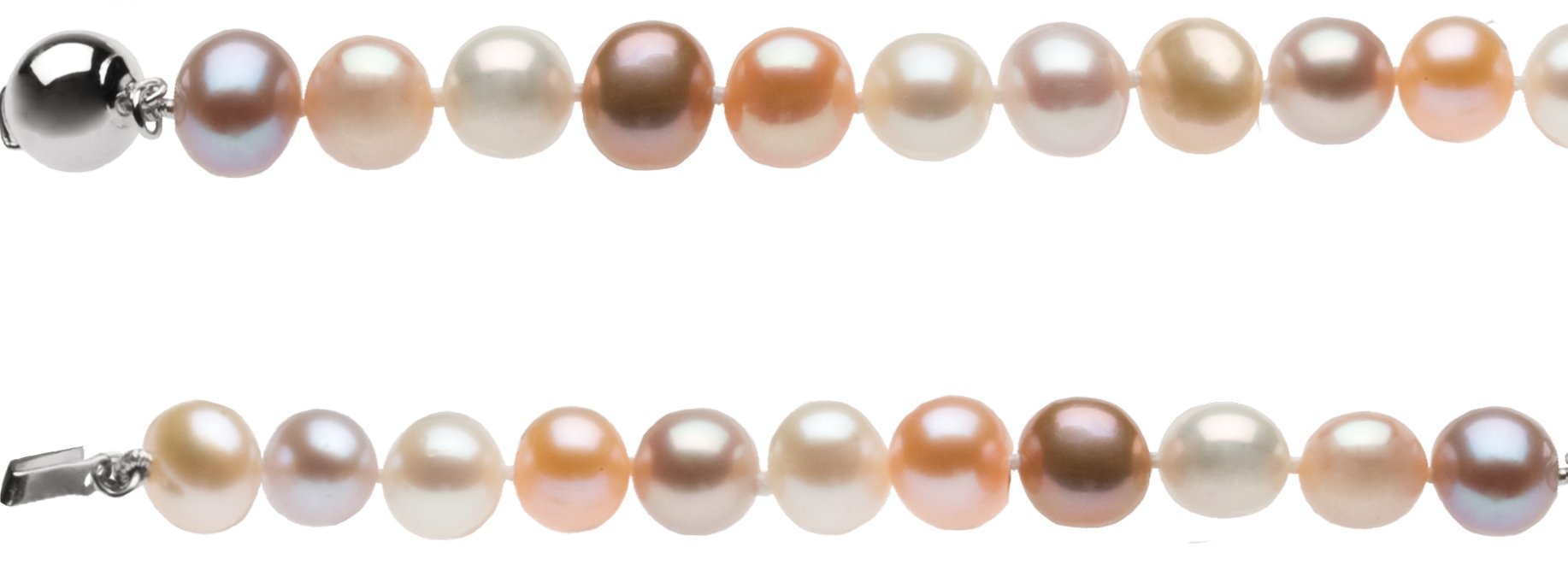 Sterling Silver Cultured Multi-Color Freshwater Pearl  7 3/4" Bracelet