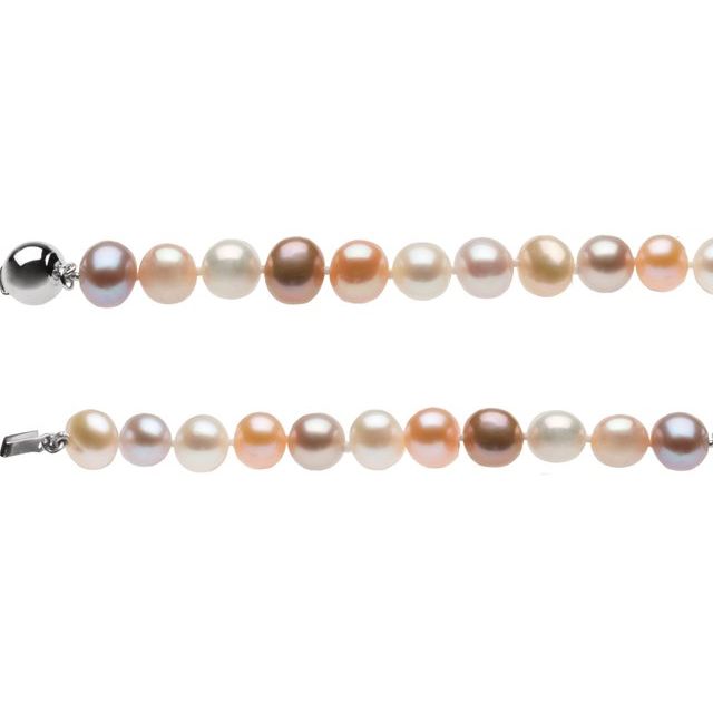 Sterling Silver Cultured Multi-Color Freshwater Pearl  7 3/4