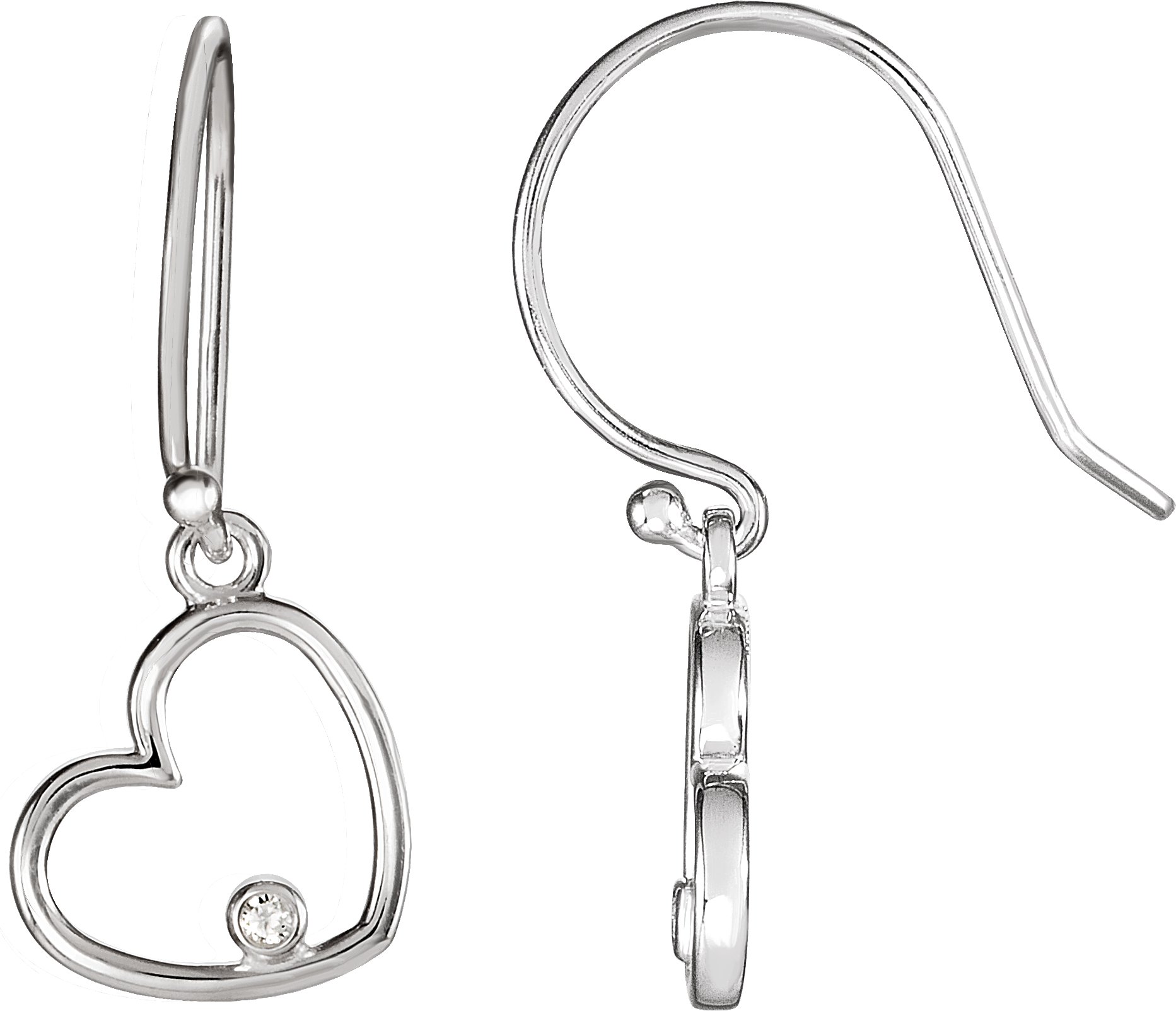 14K White .03 CTW Diamond Heart Earrings