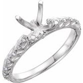 10K White 1/10 CTW Diamond Semi-Set Engagement Ring for 4.5 mm Square Center