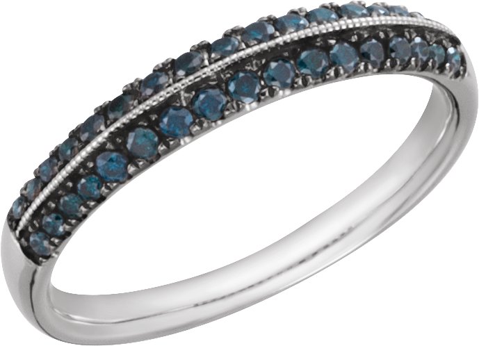 14K White 1/3CTW Blue Diamond Wedding Band