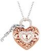 14K Rose Gold Plated Sterling Silver .167 CTW Diamond Heart 18 inch Necklace Ref. 3677505