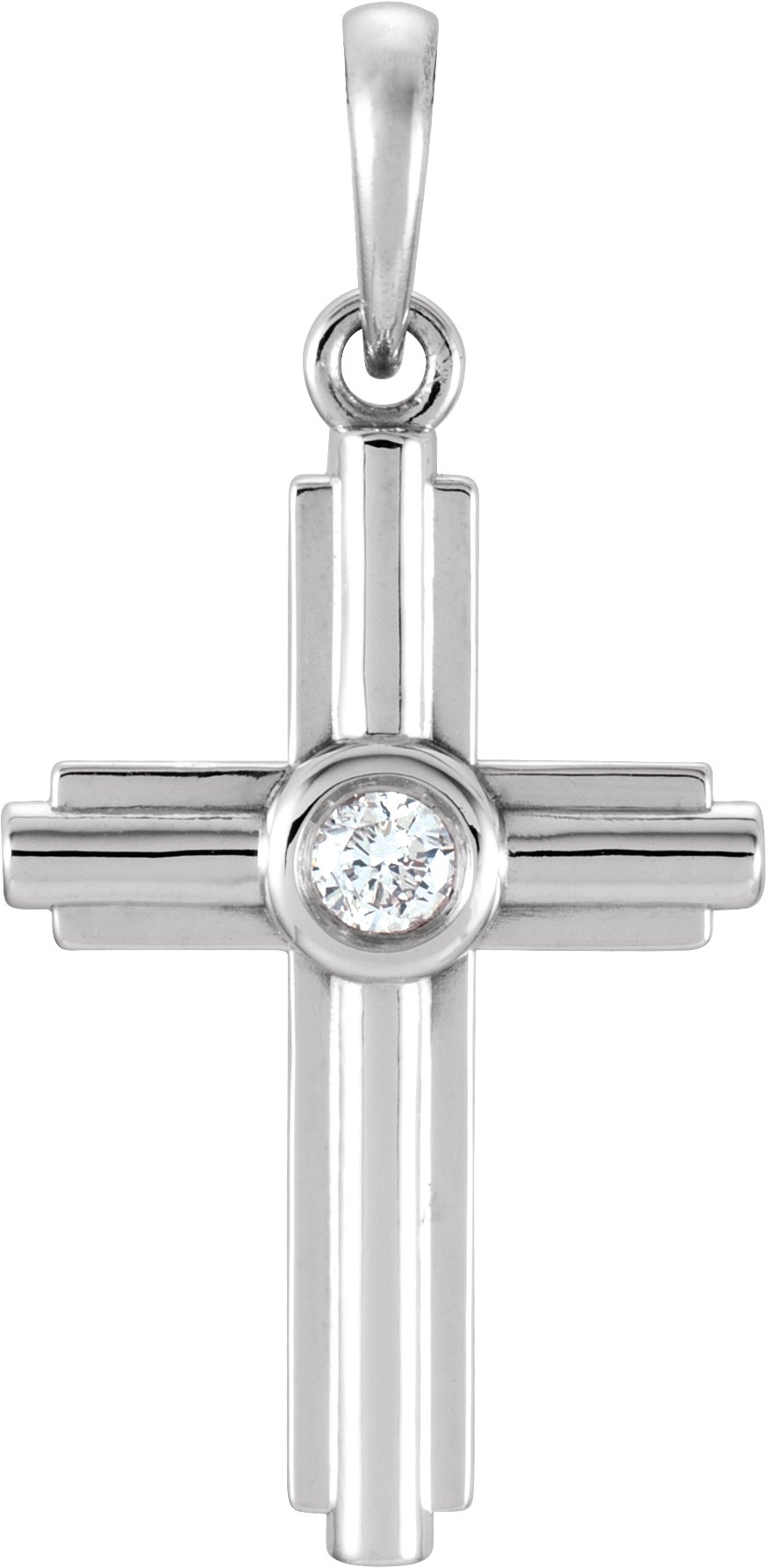 14K White .06 CT Natural Diamond Cross Pendant