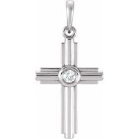 Sterling Silver .06 CTW Natural Diamond Cross Pendant