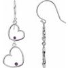 Sterling Silver Amethyst Double Heart Earrings Ref 3760532