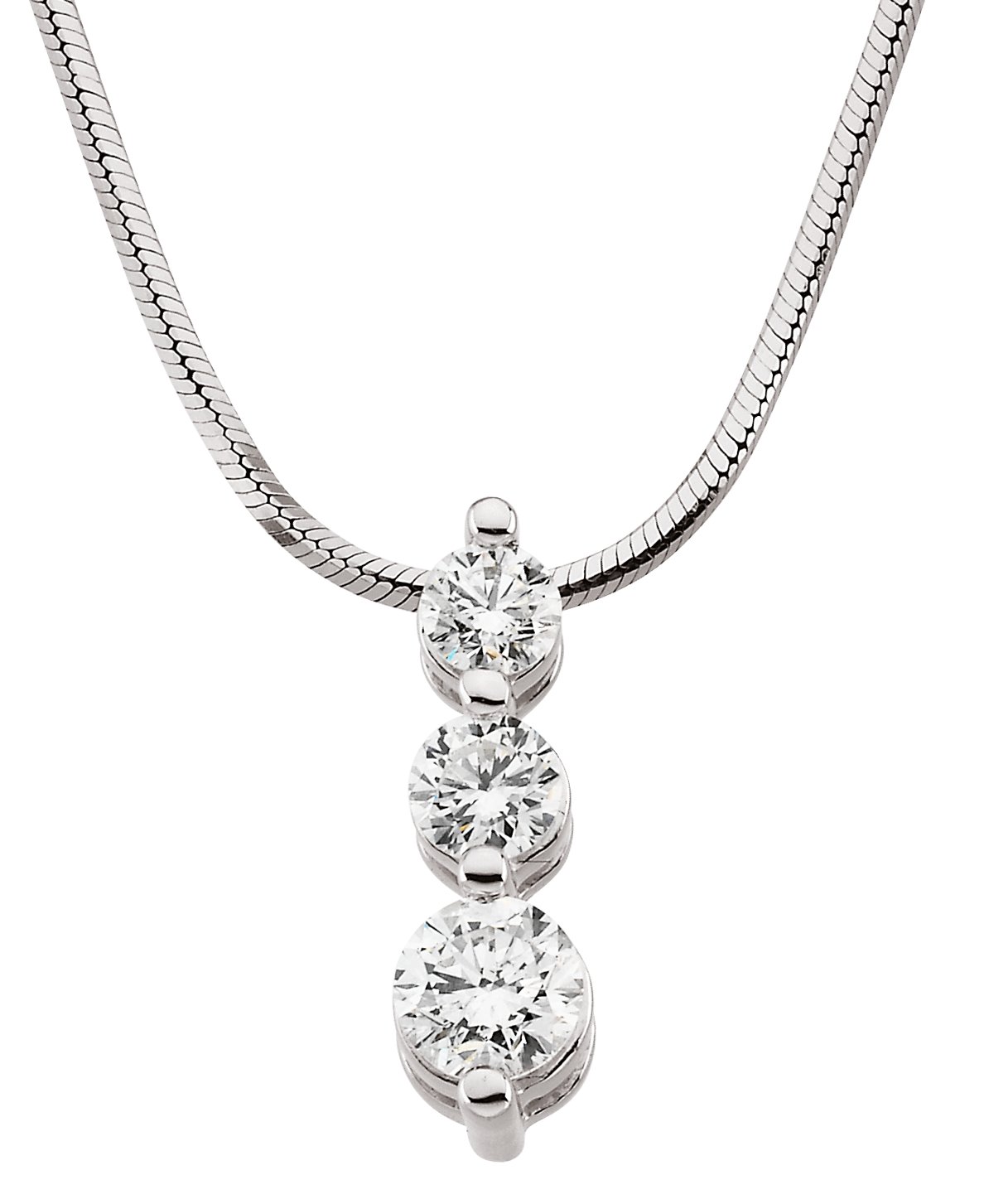 14K White 1 CTW Diamond Three-Stone 18" Necklace