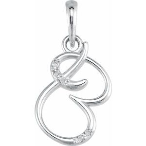 14K White .025 CTW Natural Diamond Initial B 18" Necklace