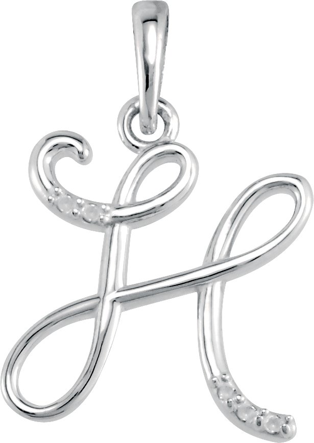 Sterling Silver .03 CTW Diamond Initial H 18 inch Necklace Ref. 4078236